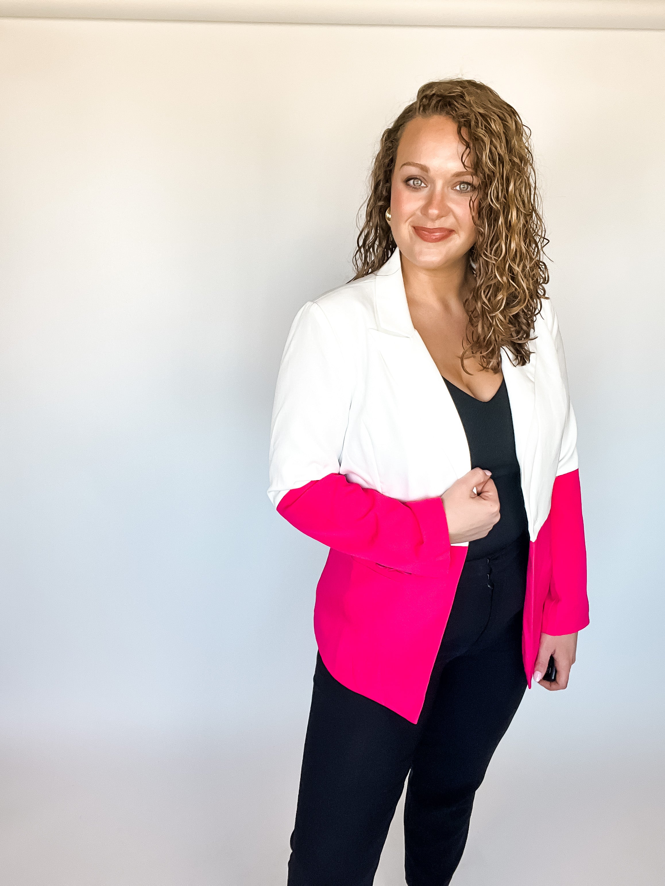 Hot Pink and White Two-Tone Blazer