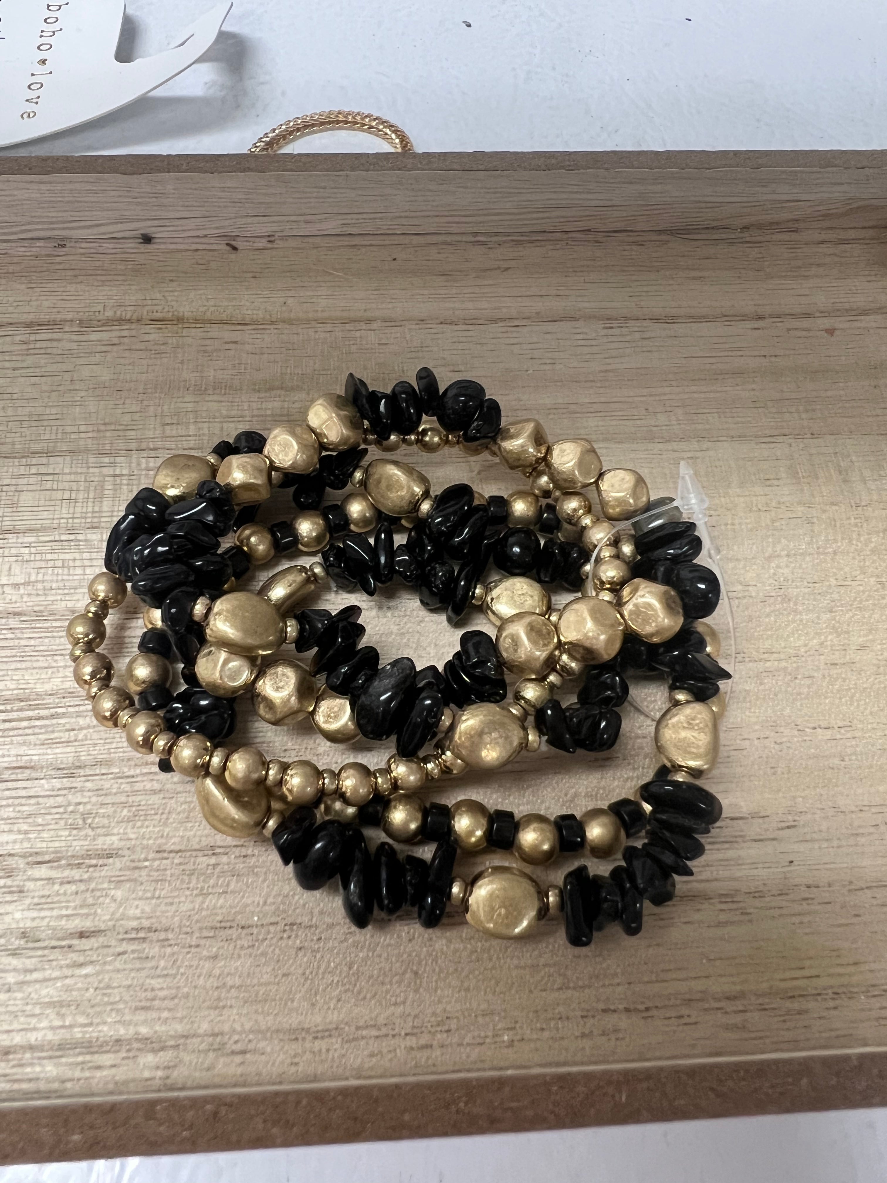 Black + Gold Bracelet Set