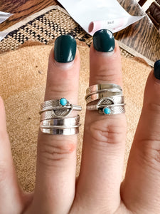 Turquoise Feather Wrap Rings