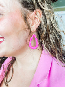Hot Pink Teardrop Earrings