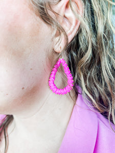 Hot Pink Teardrop Earrings