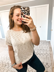 Taupe Short-Sleeve Sweater Top